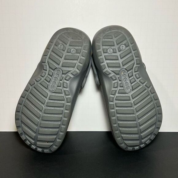 Junior CROCS Dual Comfort Gray Faux Fur Lined Slip On Clogs / Size 2 - Picture 7 of 7